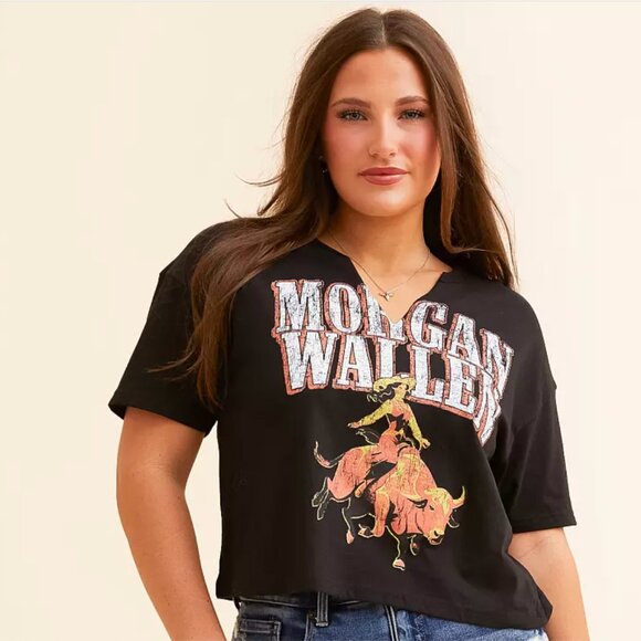 NWT Morgan Wallen Cowgirl Cropped Band T-Shirt BKE Buckle Size Small Country - Picture 1 of 12